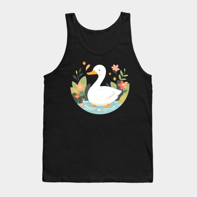 Cottagecore Kawaii Anime Duck Gifts Girls Womens Funny Duck Tank Top by KsuAnn